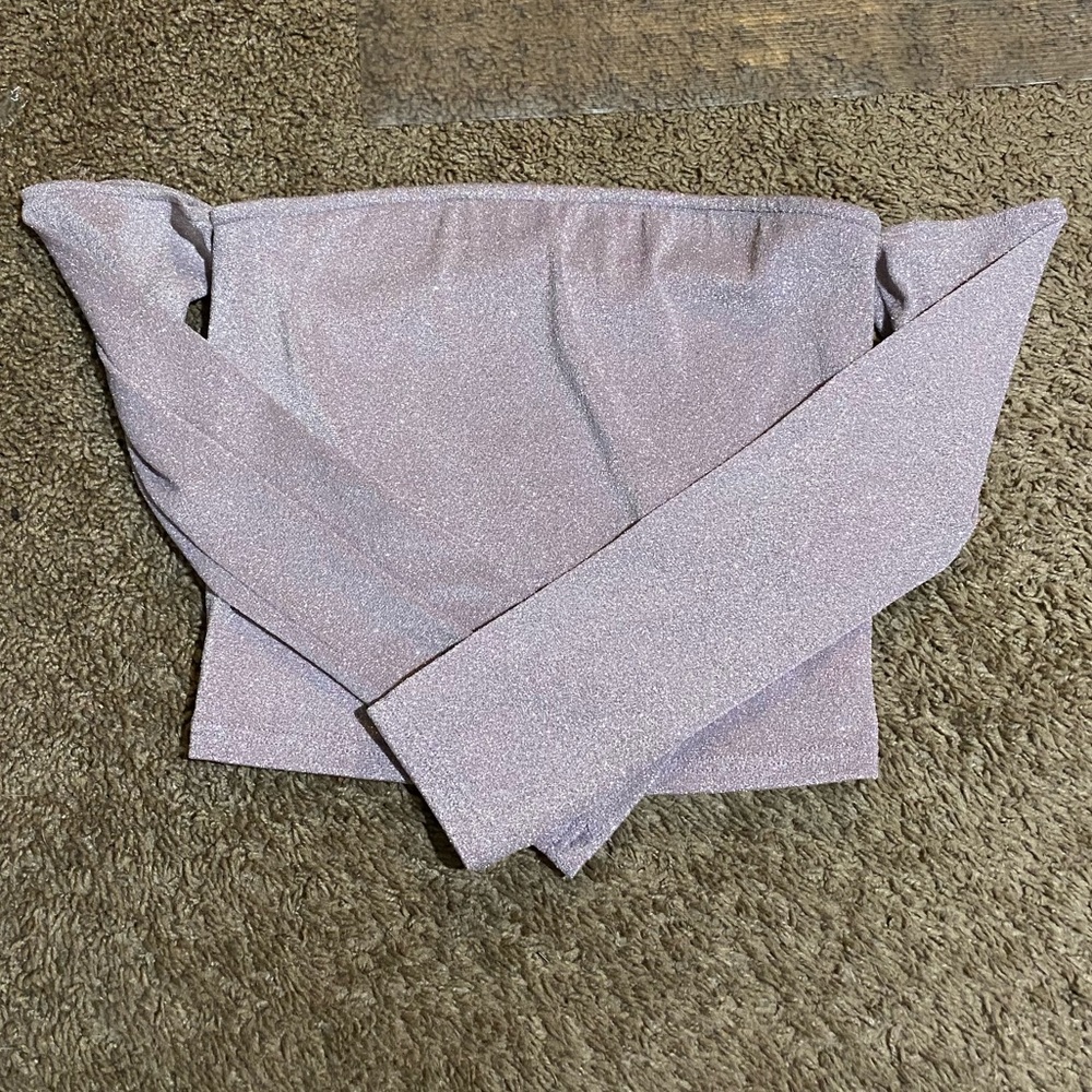 Sparkly purple off the shoulder top